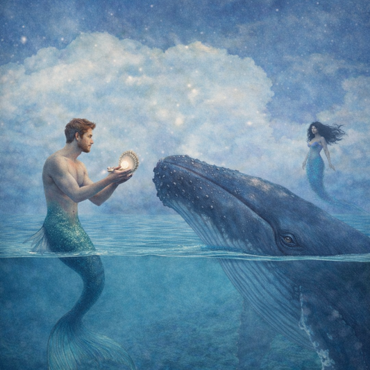 The Selkia Chronicles: The Pearl and the Moon cover-style ocean fantasy artwork with a glowing pearl necklace under full moonlight.