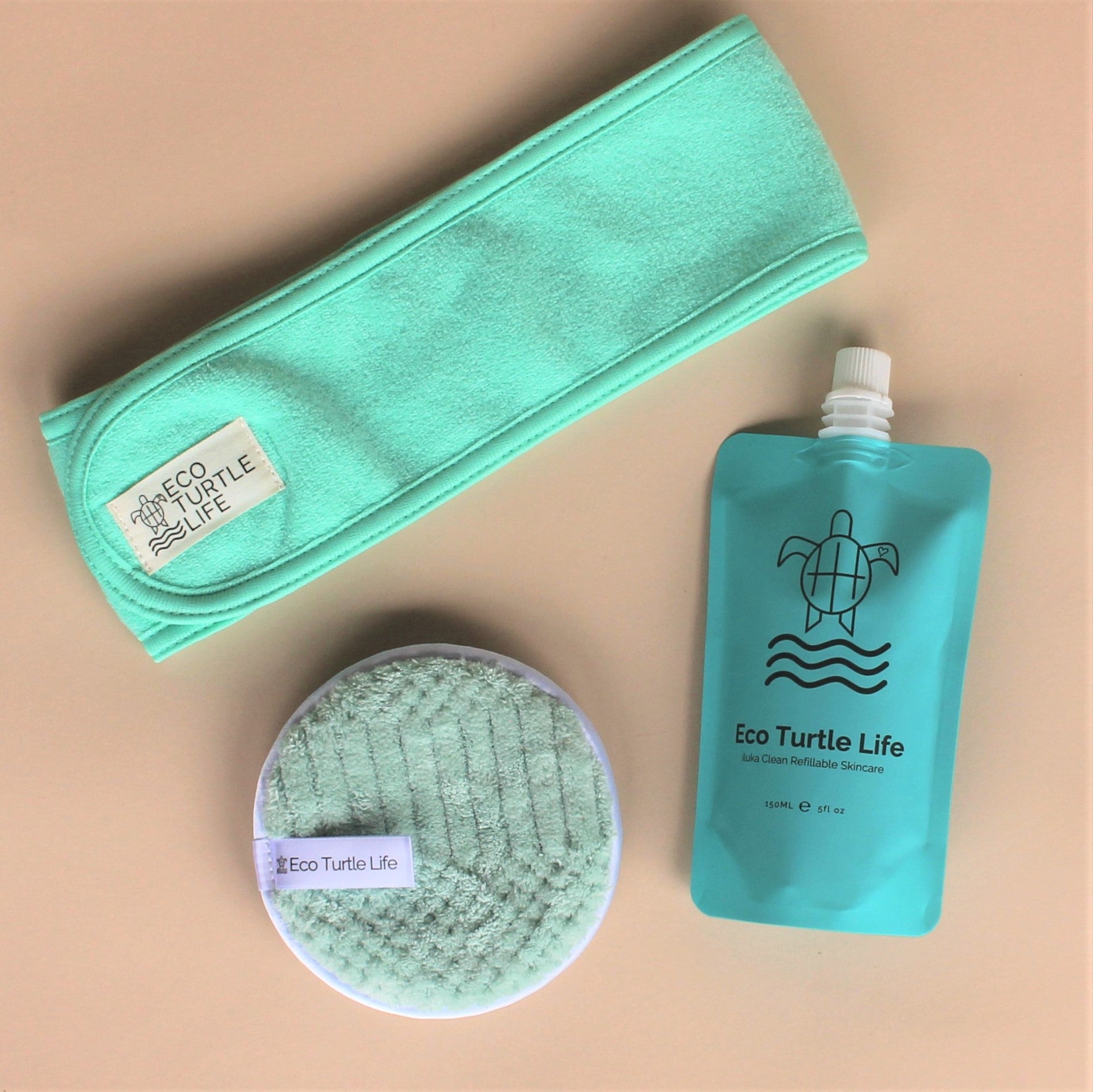 spa headband and gel cleanser